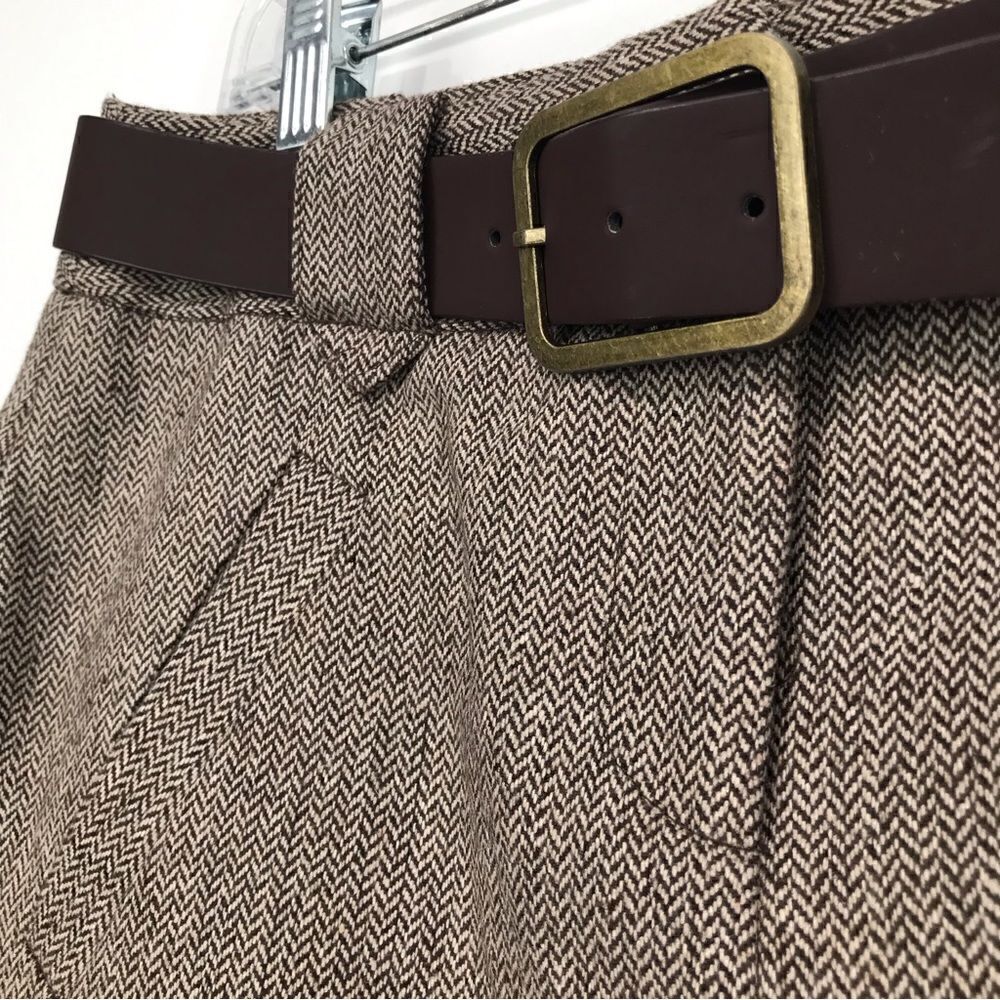 Fenn Wright Mason Brown Tweed Belted Mini Skirt - Picture 10 of 15